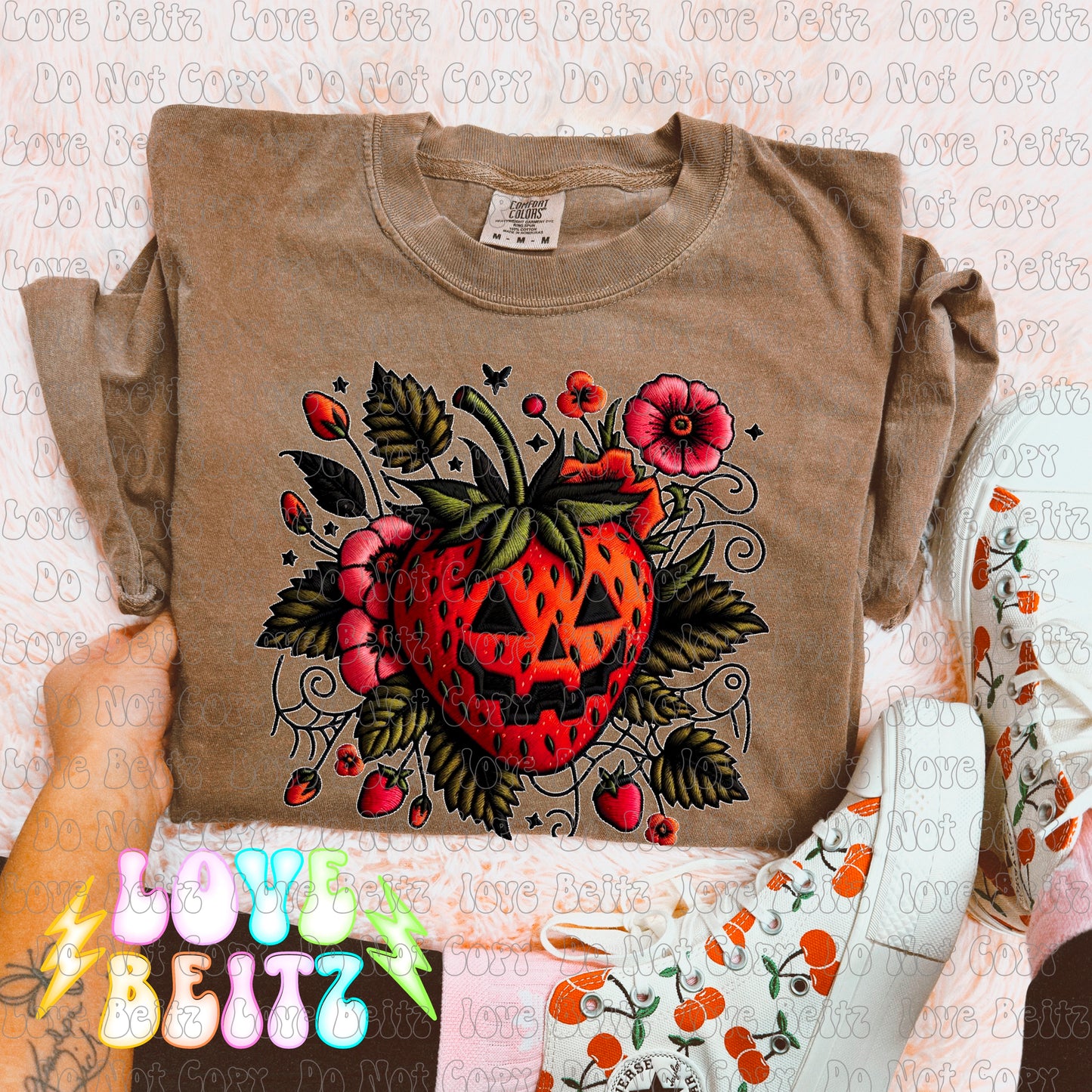 Strawberry Patch (faux embroidery)