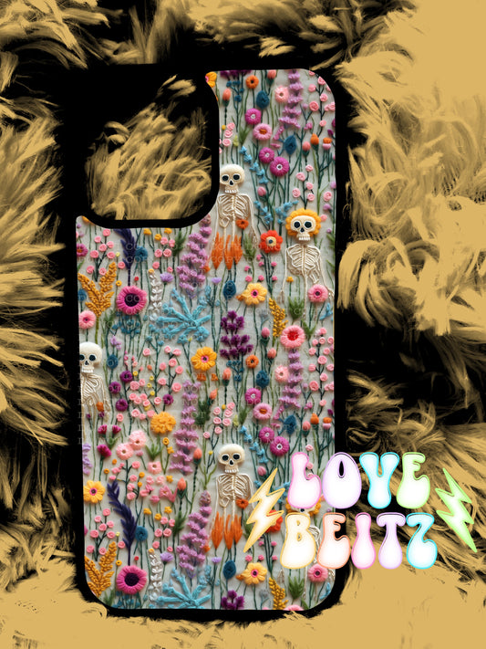 Embroidered Skellies Case