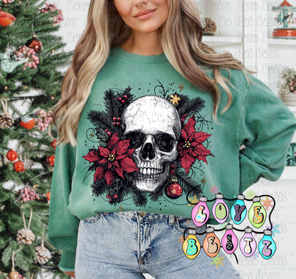 Poinsettia Skull